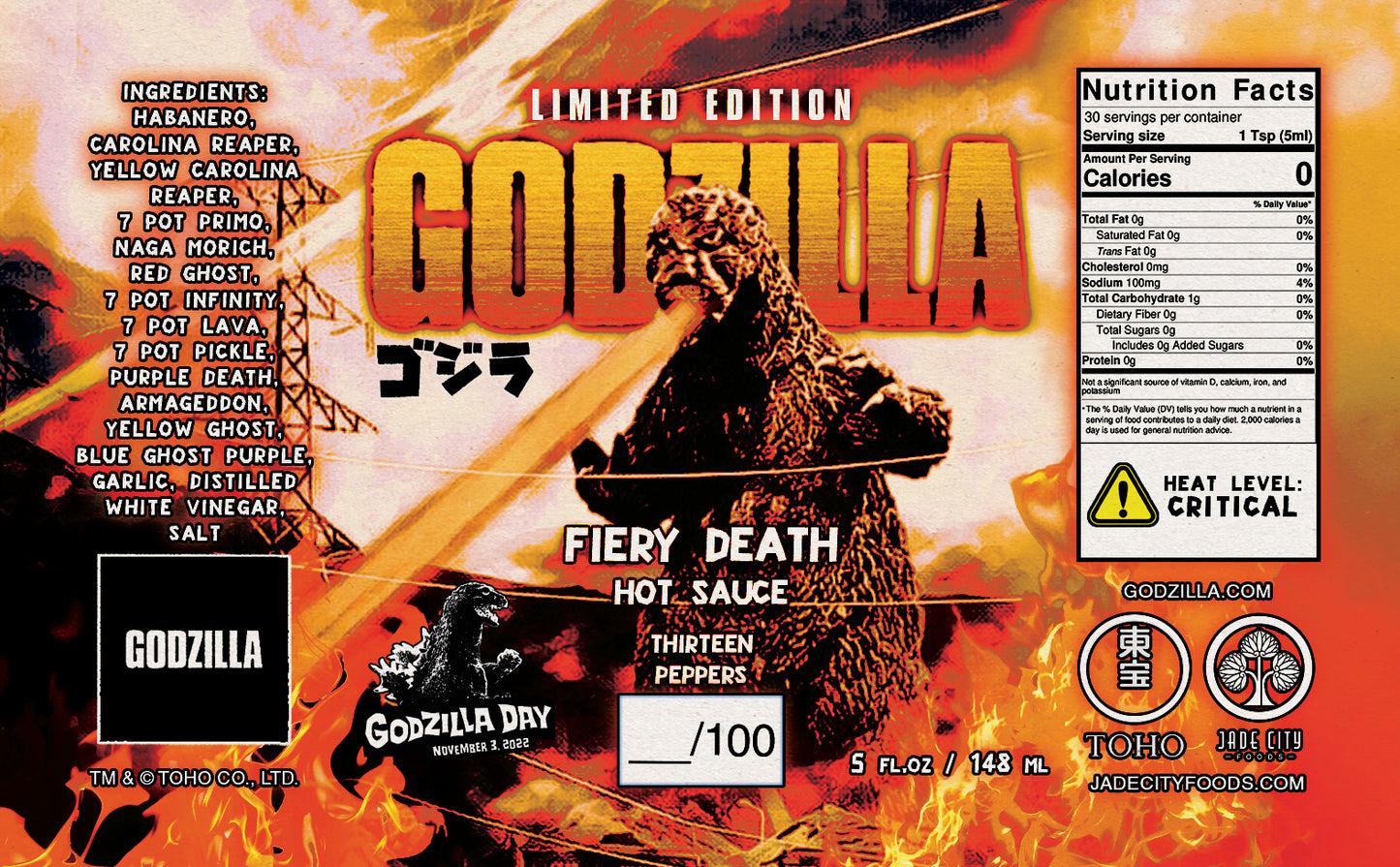 Godzilla's Fiery Death: 13 Pepper Hot Sauce
