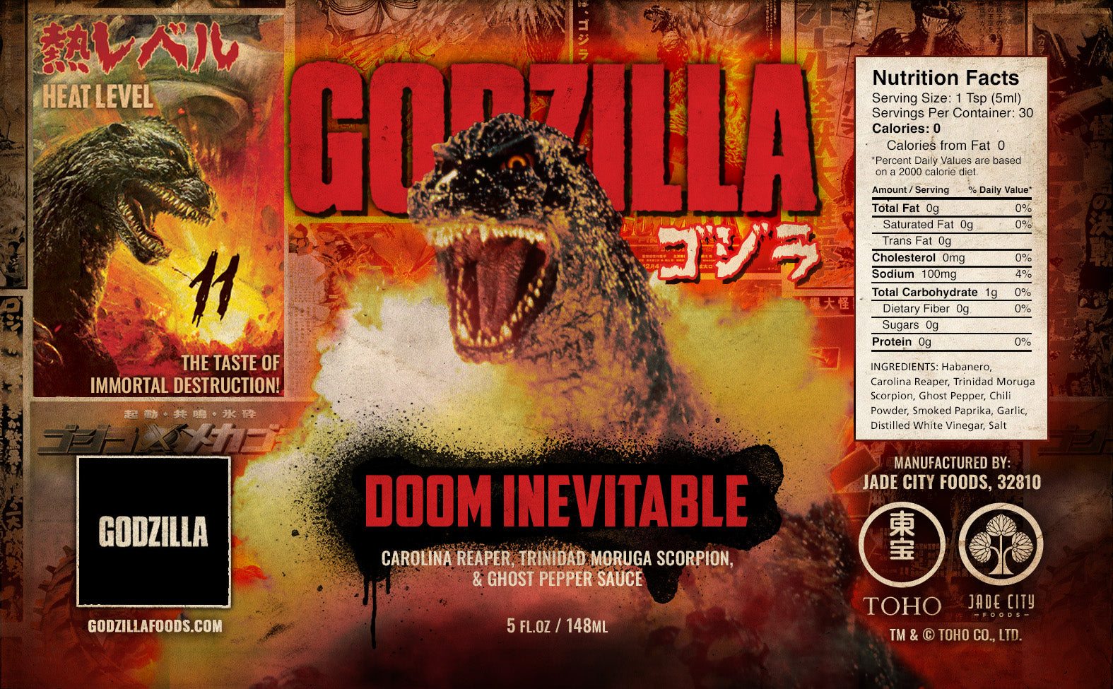 Godzilla Hot Sauce 5-Pack : Series 1 – Jade City Foods