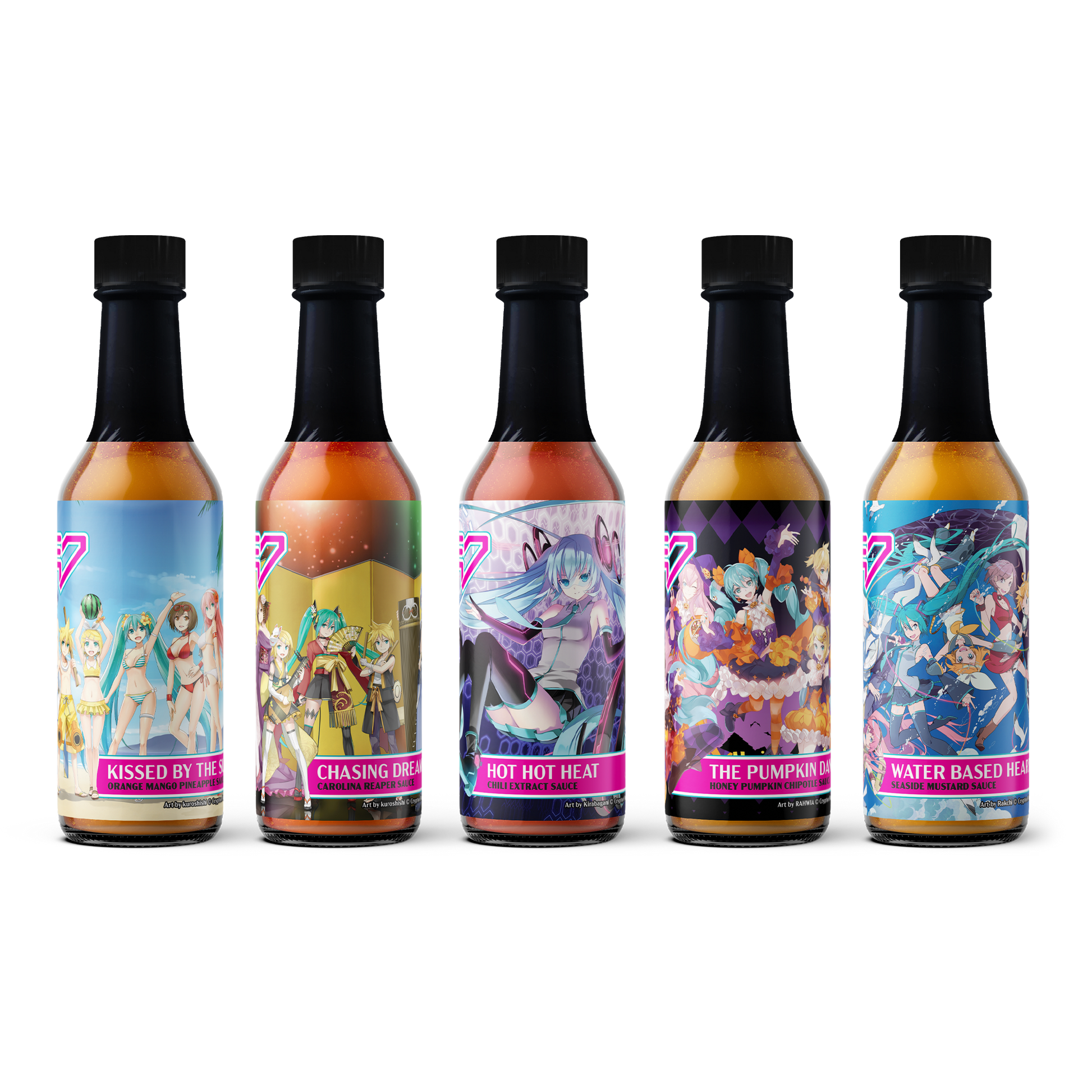 Hatsune Miku Hot Sauce 5-Pack – Jade City Foods Hatsune Miku Hot Sauce 5-Pack – Jade City Foods