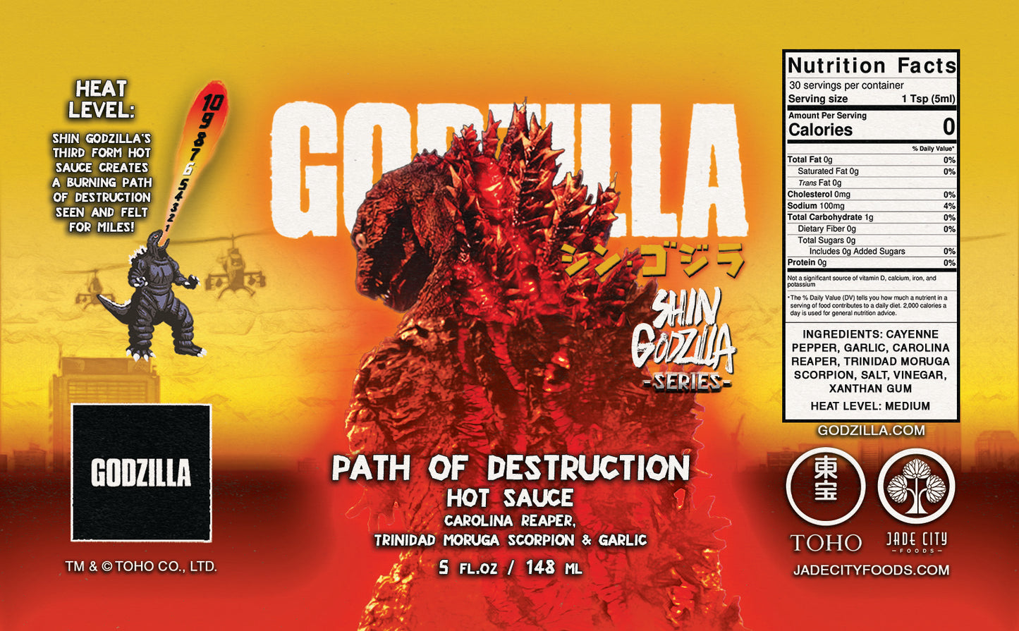 Shin Godzilla's Path of Destruction : Carolina Reaper, Trinidad Moruga Scorpion & Garlic Sauce