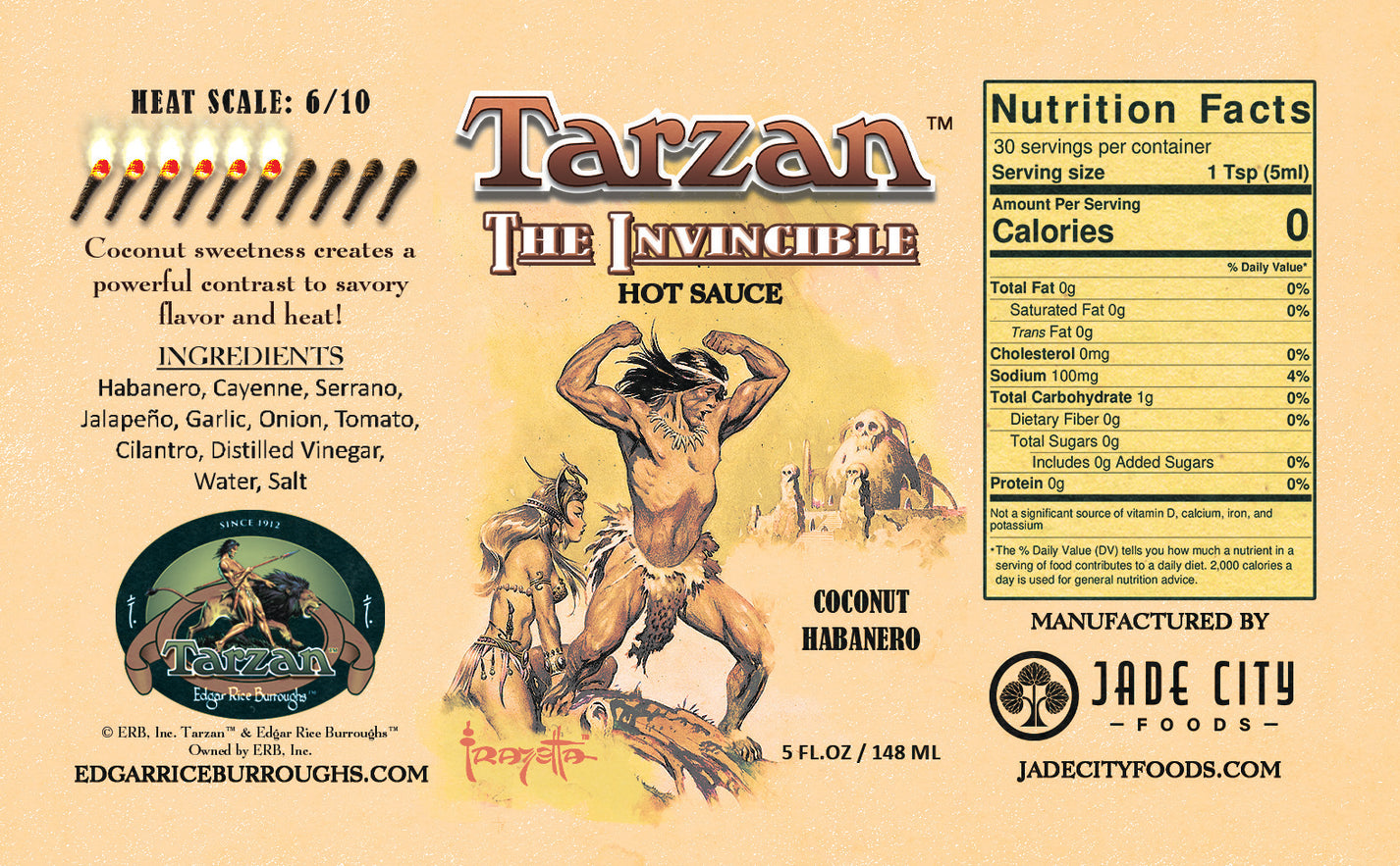 Tarzan's The Invincible Coconut Habanero Sauce Jade City Foods